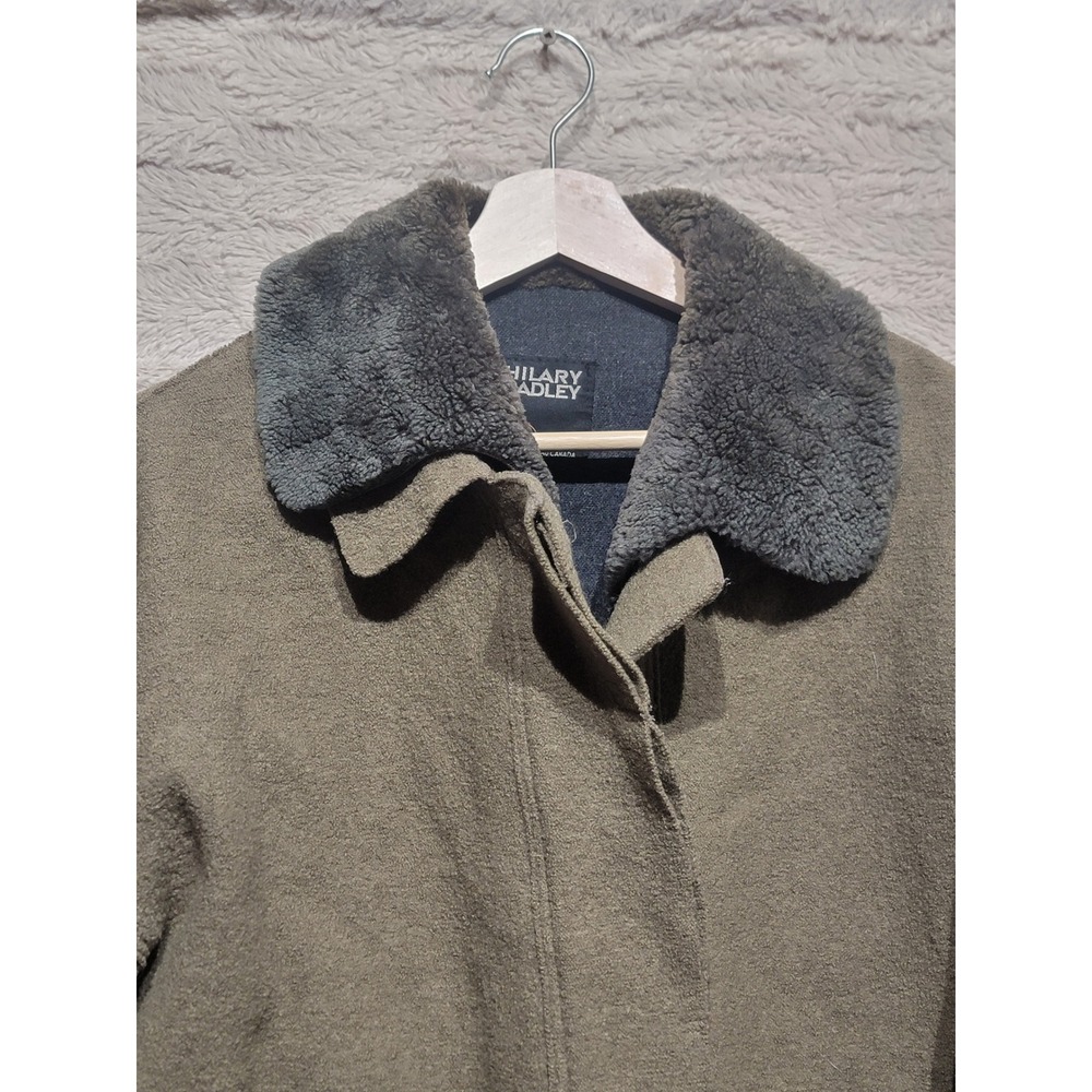 Hilary Radley Womens Olive Green Wool Blend Coat Faux Fur Collar Size 6 Canada